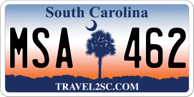 SC license plate MSA462