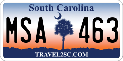 SC license plate MSA463