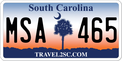 SC license plate MSA465