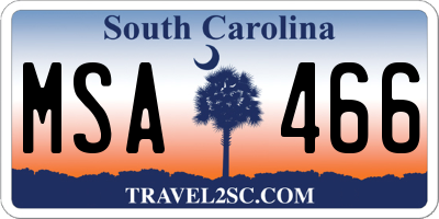 SC license plate MSA466