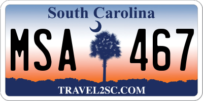 SC license plate MSA467