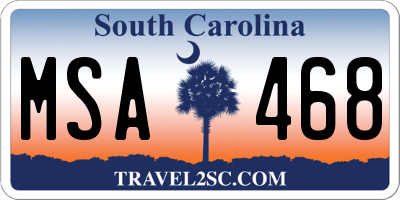 SC license plate MSA468