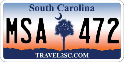 SC license plate MSA472