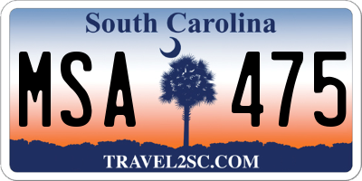 SC license plate MSA475