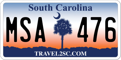 SC license plate MSA476