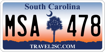 SC license plate MSA478