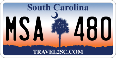 SC license plate MSA480