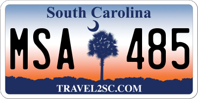 SC license plate MSA485