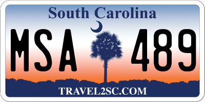 SC license plate MSA489