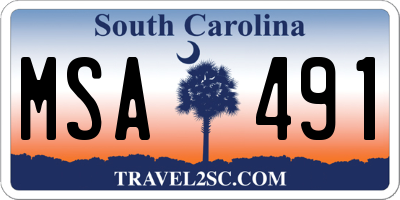 SC license plate MSA491