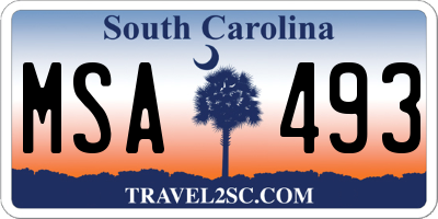 SC license plate MSA493