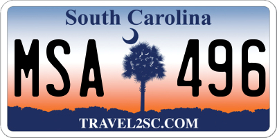 SC license plate MSA496