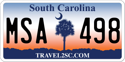 SC license plate MSA498