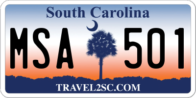SC license plate MSA501