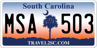 SC license plate MSA503