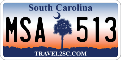 SC license plate MSA513