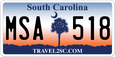 SC license plate MSA518