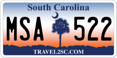 SC license plate MSA522