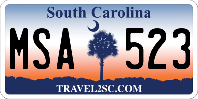 SC license plate MSA523