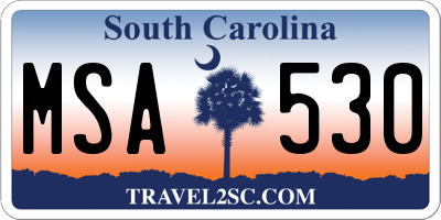 SC license plate MSA530