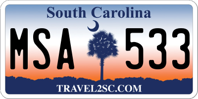 SC license plate MSA533