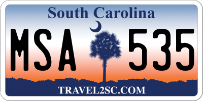 SC license plate MSA535