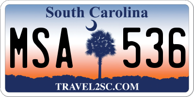 SC license plate MSA536