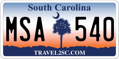 SC license plate MSA540
