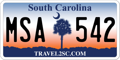 SC license plate MSA542