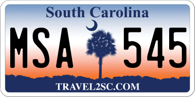 SC license plate MSA545