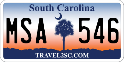 SC license plate MSA546