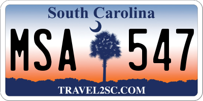 SC license plate MSA547
