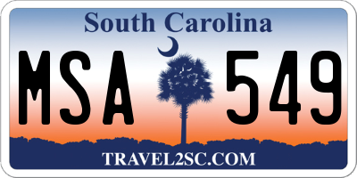 SC license plate MSA549