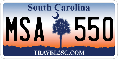 SC license plate MSA550