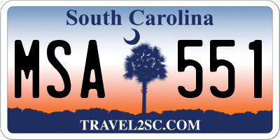 SC license plate MSA551
