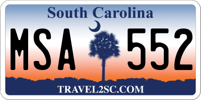 SC license plate MSA552