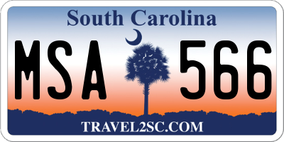 SC license plate MSA566