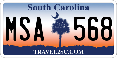 SC license plate MSA568