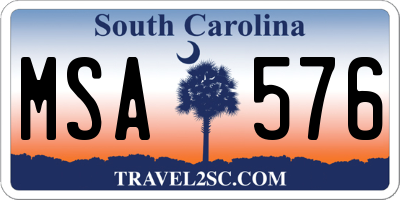 SC license plate MSA576