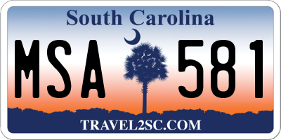 SC license plate MSA581