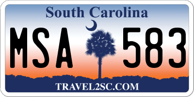 SC license plate MSA583