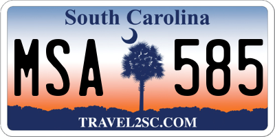 SC license plate MSA585