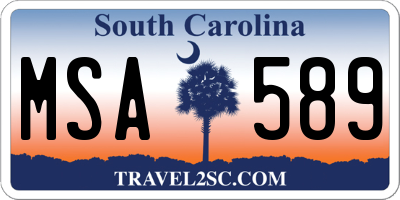 SC license plate MSA589