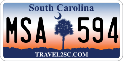 SC license plate MSA594