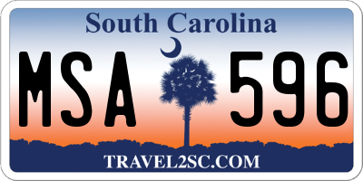 SC license plate MSA596