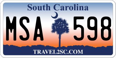 SC license plate MSA598