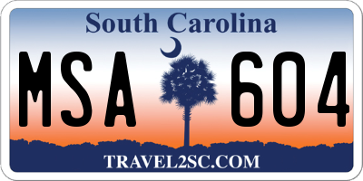 SC license plate MSA604