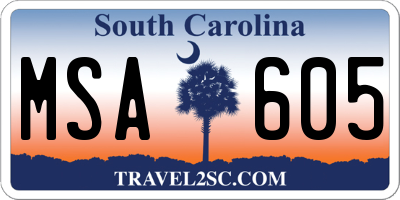 SC license plate MSA605