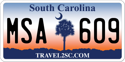 SC license plate MSA609