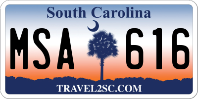 SC license plate MSA616